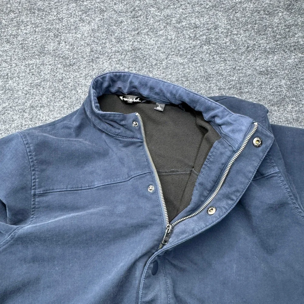 Travis Mathew Jacket Men Large Blue Full Zip Snap Fleece Lined Utility Barn Coat